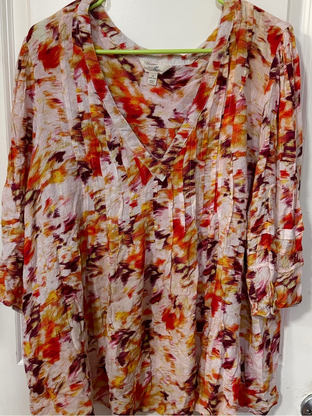 Terra & Sky Multi-Color Floral V-Neck Blouse